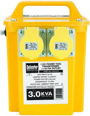 Defender E203010 3kVA Transformer 2x16A 110V Outlets